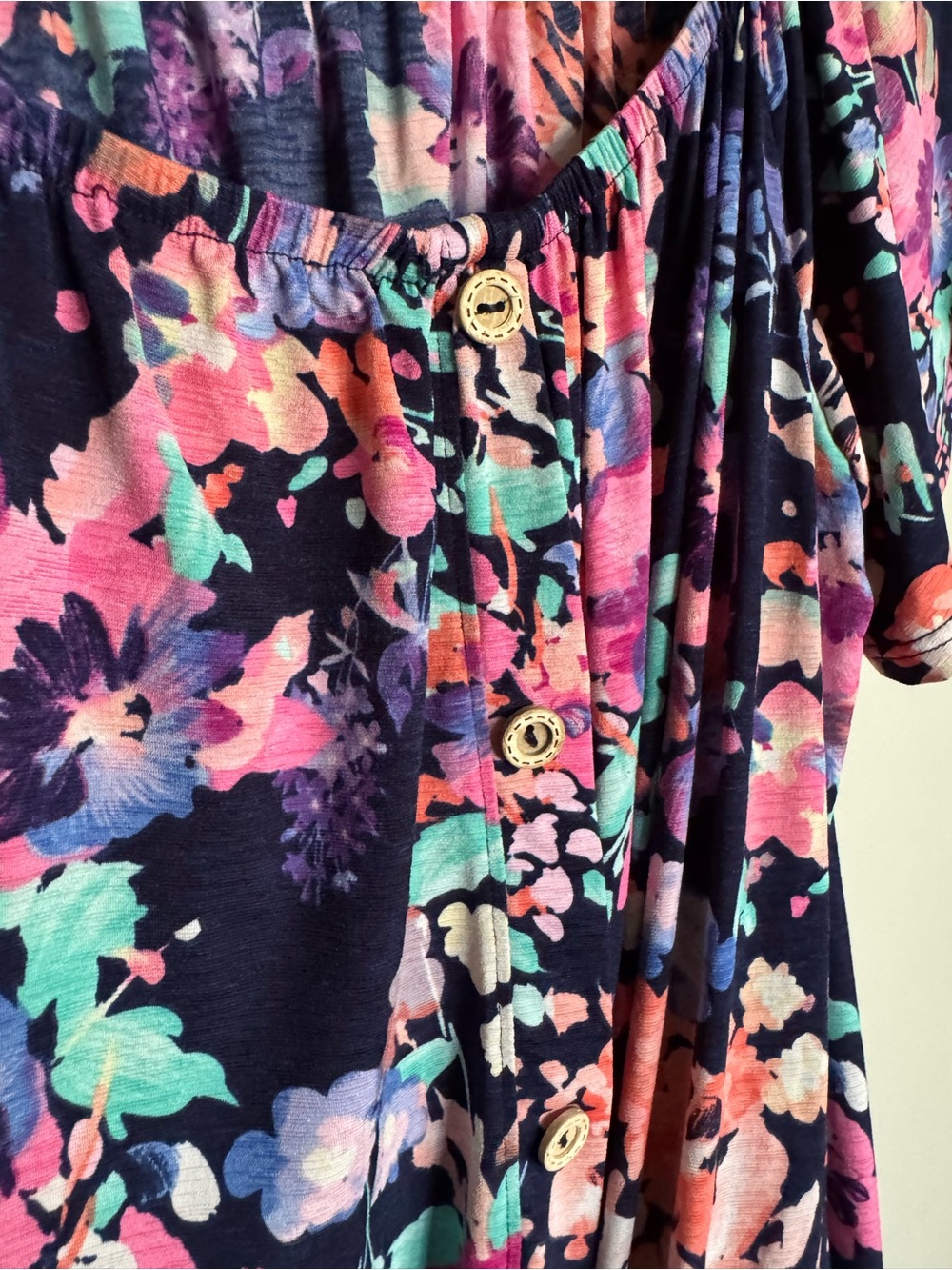 143 Story by Line Up Floral Off Shoulder Knot Front Top Medium Boho - Picture 3 of 6